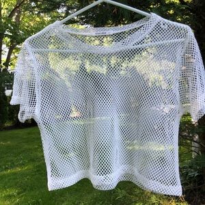 White Mesh Crop Top